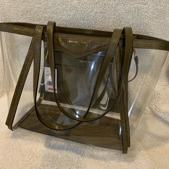 Michael Kors Handbags - NWT Michael Kors Olive Whitney Clear Shoulder Bag